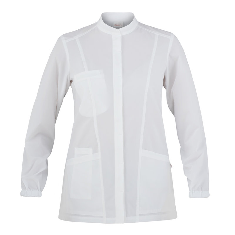 GIBLOR'S COD. HW2/LIA00 - Casacca medico sanitaria DONNA MICROFIBRA NO STIRO, collo coreana, manica lunga, BIANCA