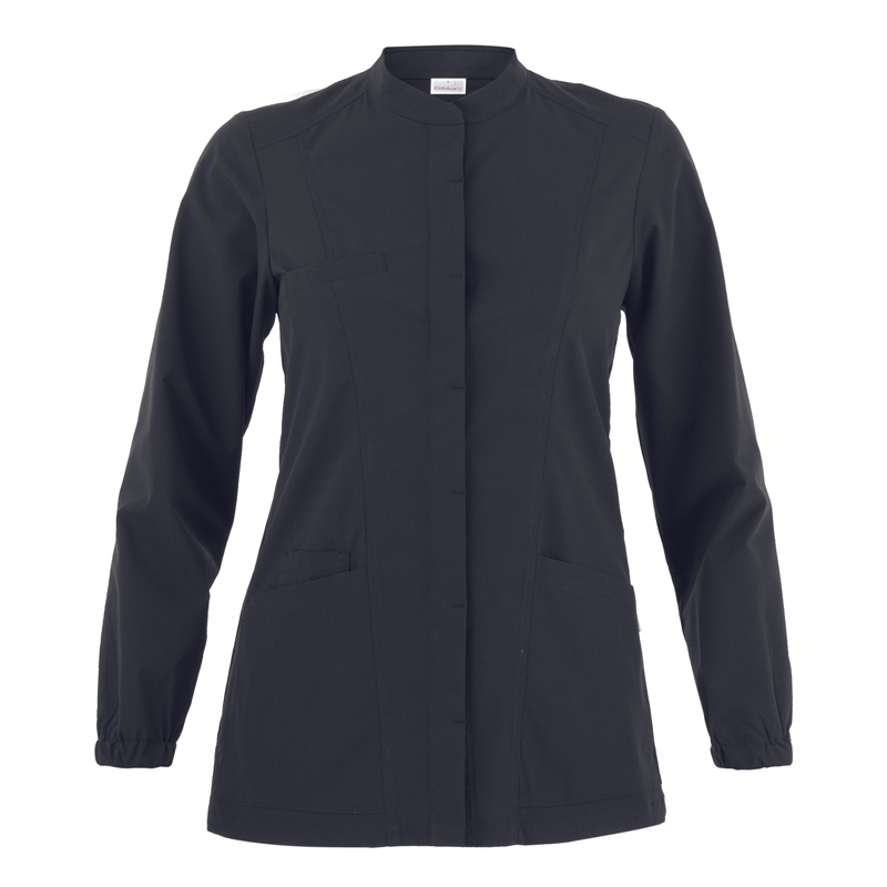 GIBLOR'S COD. HW2/LIA000 - Casacca medico sanitaria DONNA MICROFIBRA NO STIRO, collo coreana, manica lunga, NERA