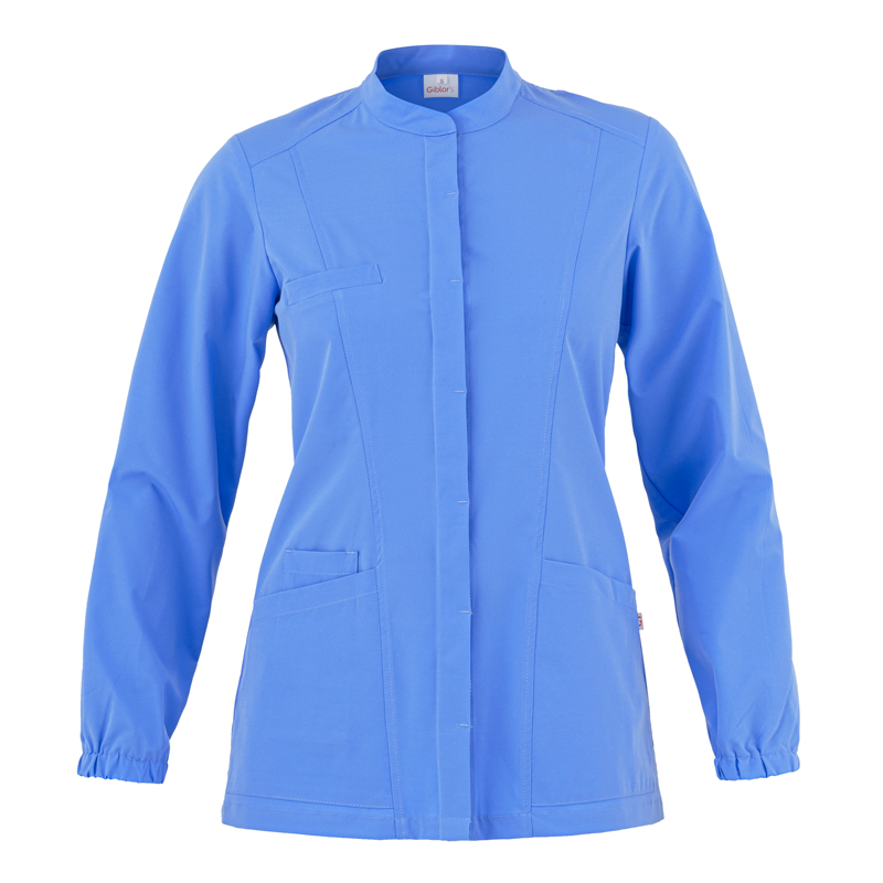 GIBLOR'S COD. HW2/LIA118 - Casacca medico sanitaria DONNA MICROFIBRA NO STIRO, collo coreana, manica lunga, AZZURRA