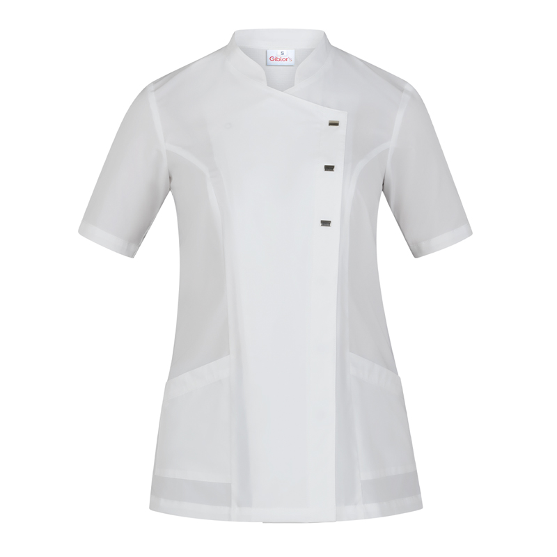 GIBLOR'S COD. HW2/GRE-00 - Casacca DONNA MICROFIBRA NO STIRO, collo coreana, mezza manica, BIANCA