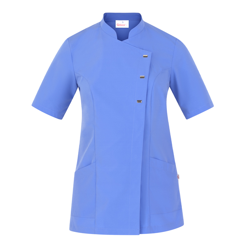 GIBLOR'S COD. HW2/GRE-118 - Casacca DONNA MICROFIBRA NO STIRO, collo coreana, mezza manica, AZZURRA