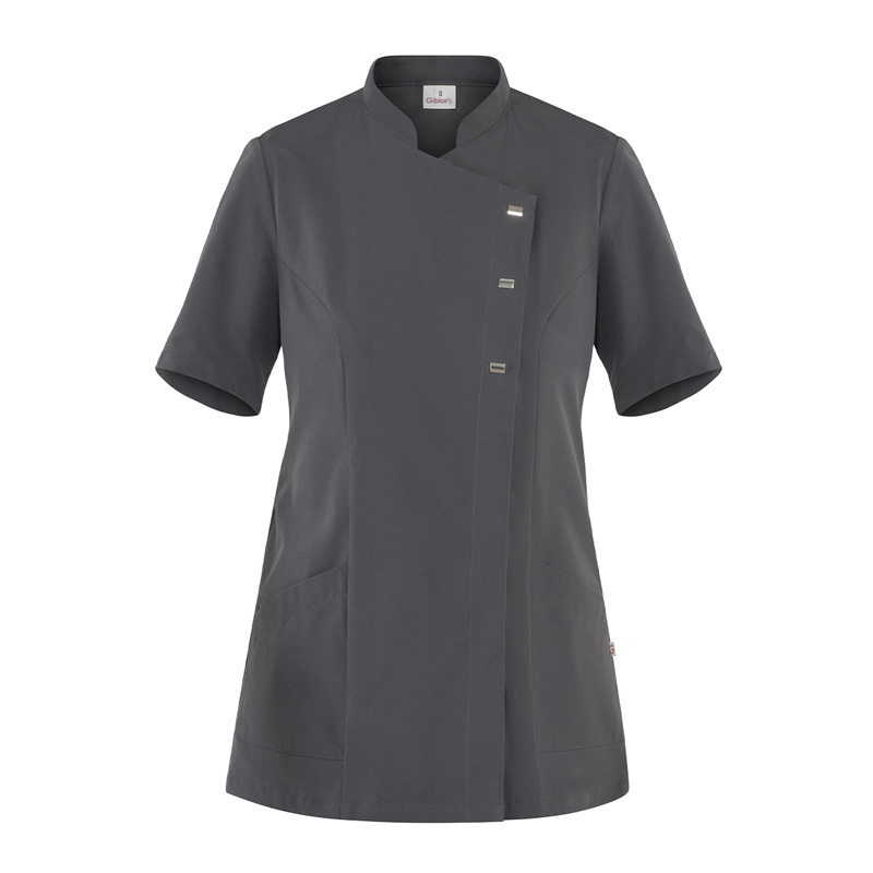 GIBLOR'S COD. HW2/GRE-119 - Casacca DONNA MICROFIBRA NO STIRO, collo coreana, mezza manica, GRIGIO MEDIO