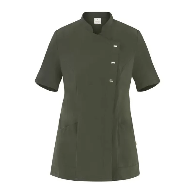 GIBLOR'S COD. HW2/GRE-102 - Casacca DONNA MICROFIBRA NO STIRO, collo coreana, mezza manica, VERDE MILITARE