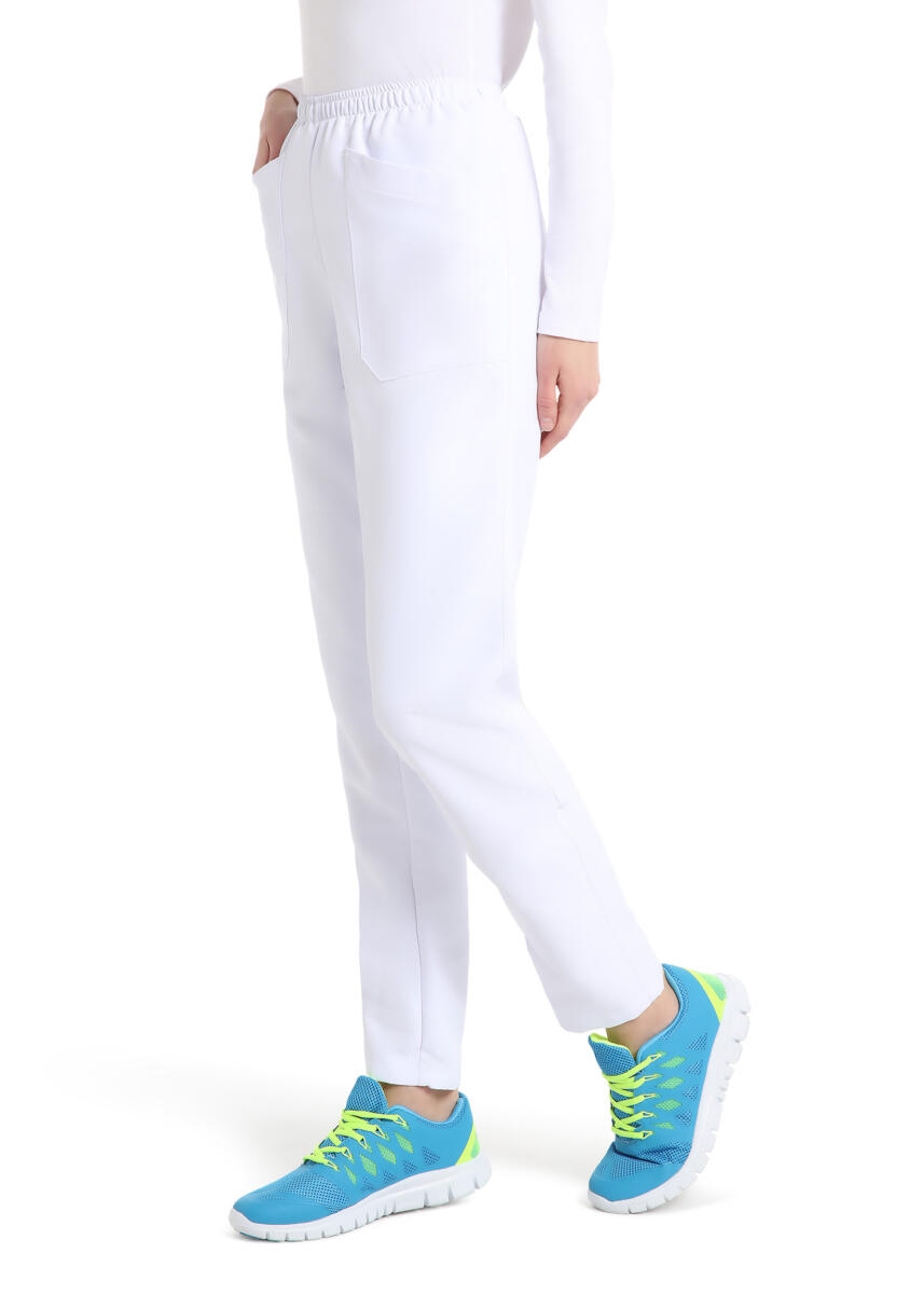 QUICK COD. 3/FAS-00 – Pantalone unisex MICROFIBRA NO STIRO, elastico in vita, 2 tasche anteriori, BIANCO - immagine 3